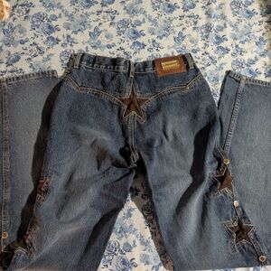 Classic Denim Straight Leg Jeans with Star Details